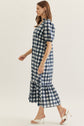 Navy & White Gingham Midi Dress