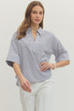 Navy Stripe 3/4 Sleeve Top