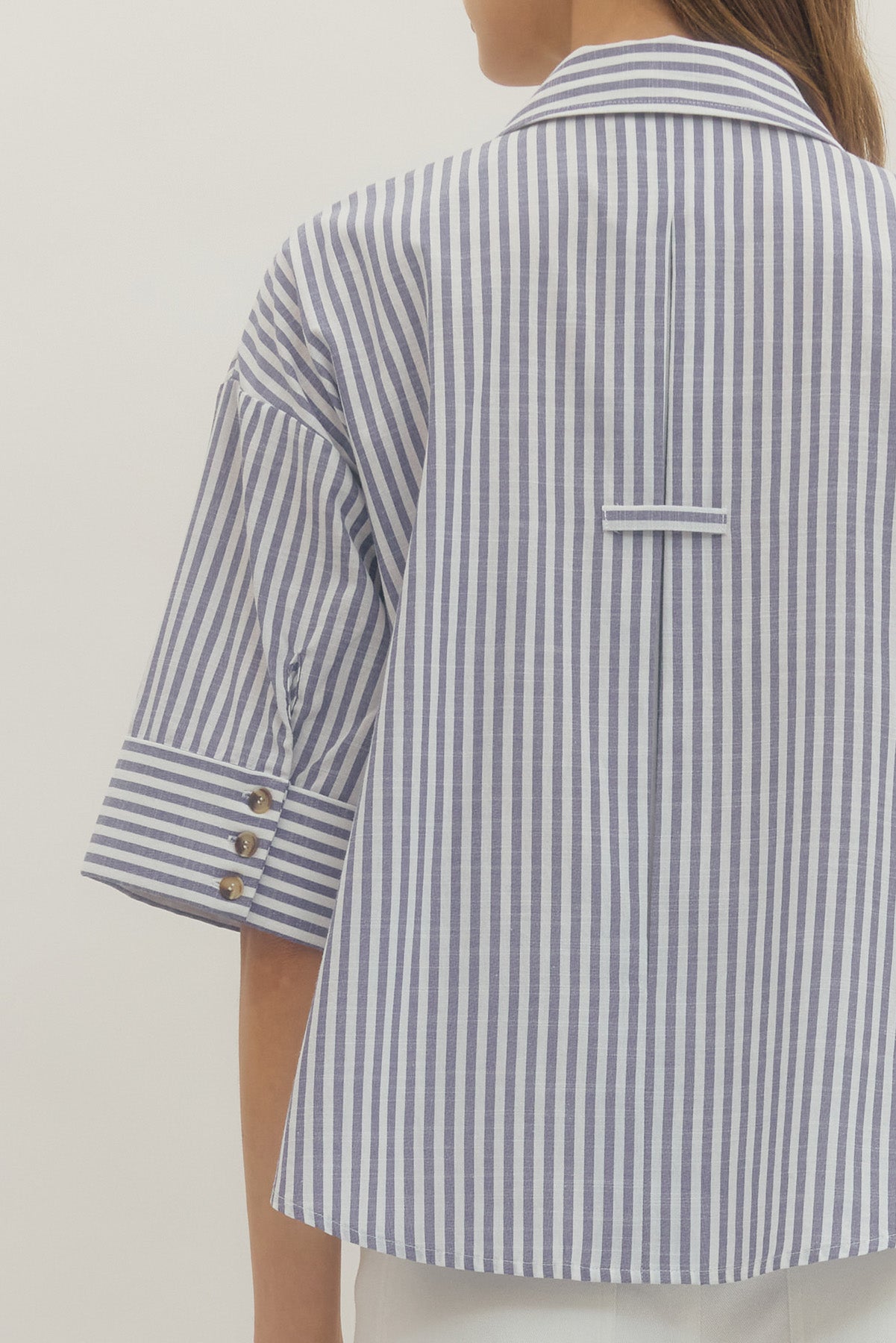 Navy Stripe 3/4 Sleeve Top