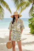 Botanical print short sleeve top
