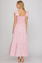 Ruffled Sleeve Square Neck Smocked Maxi