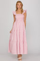 Ruffled Sleeve Square Neck Smocked Maxi