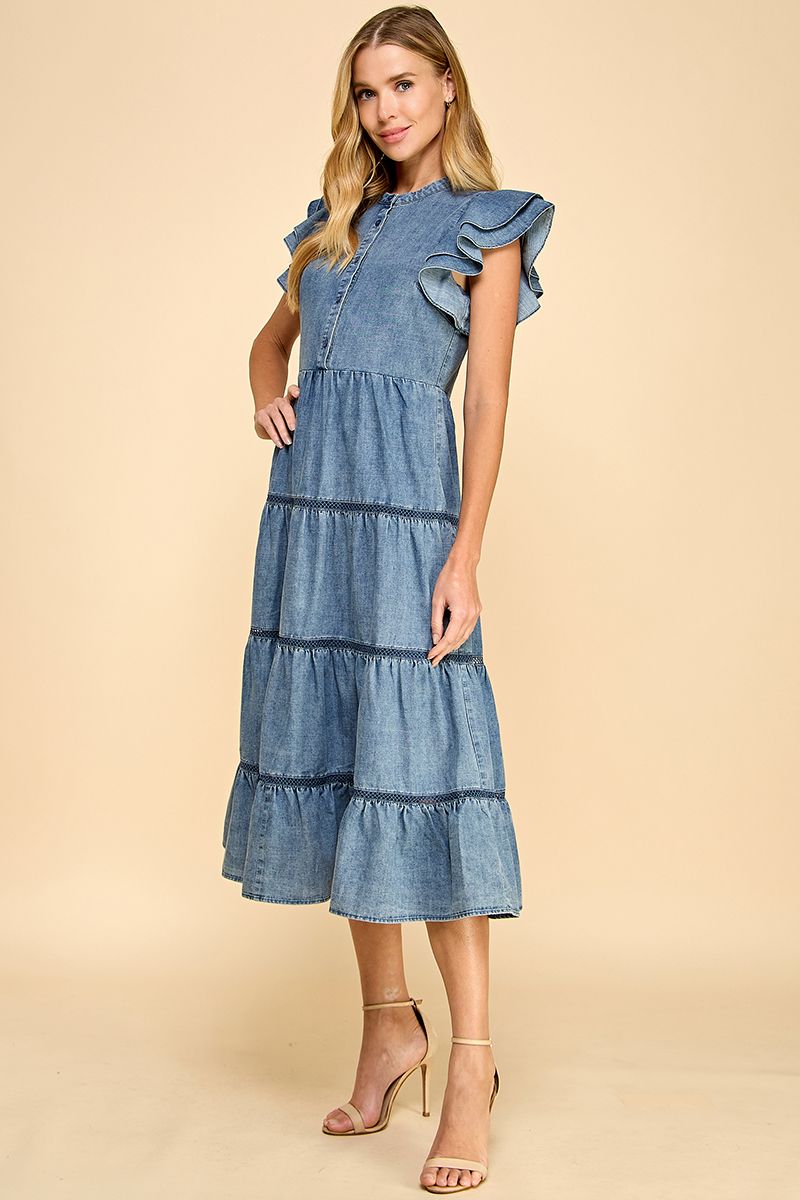 Denim Tiered Dress image 1