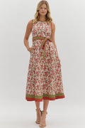 Rust & Olive Sleeveless Floral Midi Dress image 0