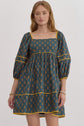 Hunter green floral baby doll dress image 1