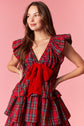 Christmas Plaid Mini Dress with Velvet Bow image 3