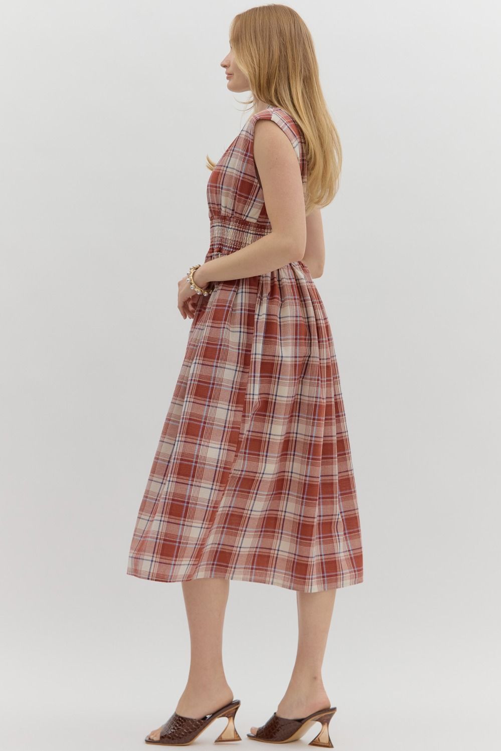 Brick Plaid Zip Up Sleeveless Midi image 4