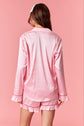 Pink Satin PJ Set with Bow on Pocket image 1