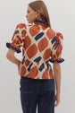 Rust/Navy Abstract Print Top image 5
