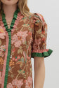Brown& Pink Floral Ruffle Band Top image 2