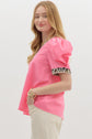Pink Top With Leopard V Neck Collar image 2