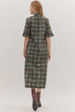 Brown/Teal Geometric Print SS Midi image 5