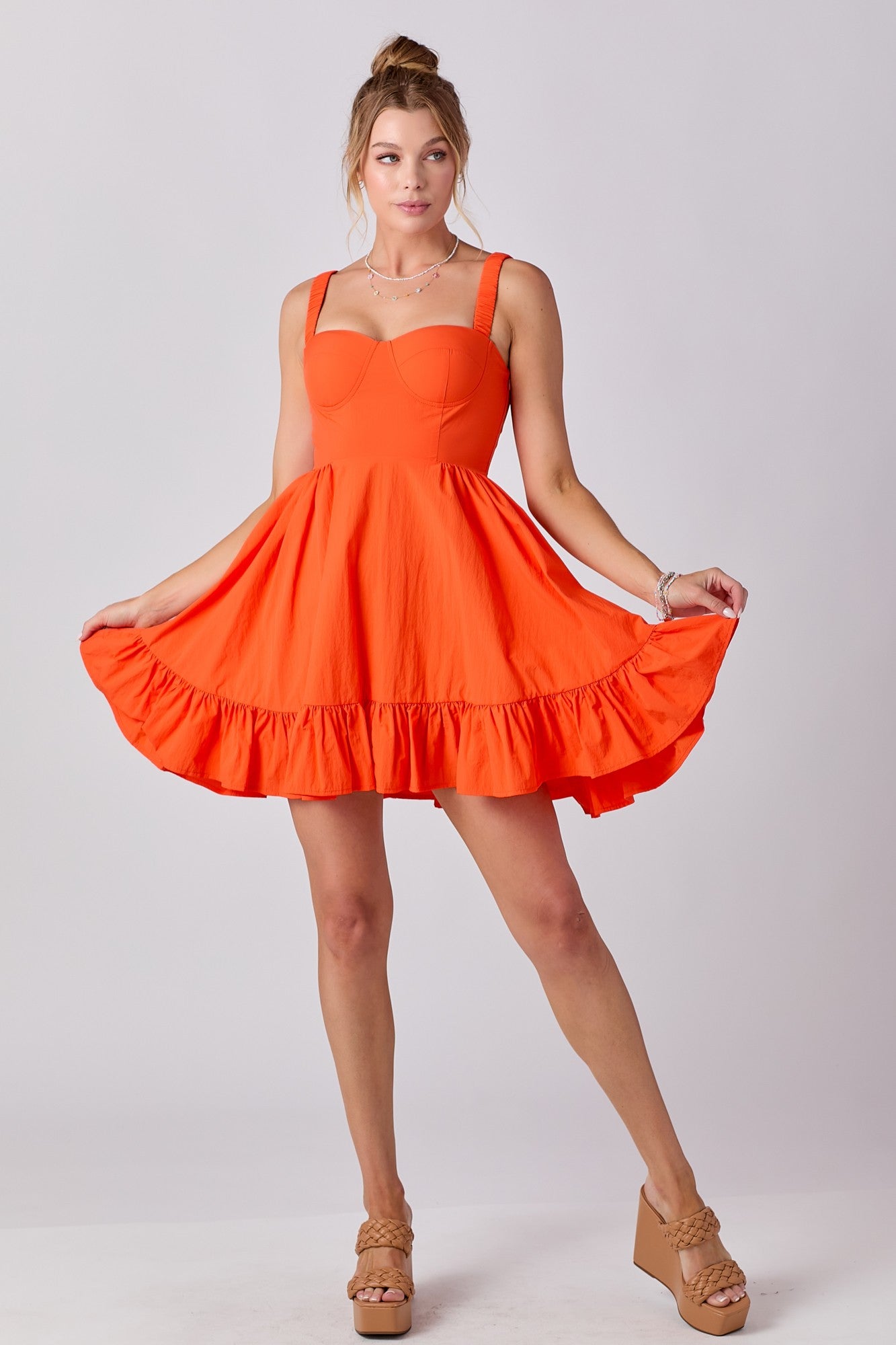 Orange Mini With Sleeveless Scrunch Straps image 1