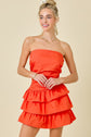 Orange Strapless Poplin Mini Romper image 3