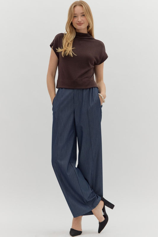 Brown Mock Neck Pullover Top image 0
