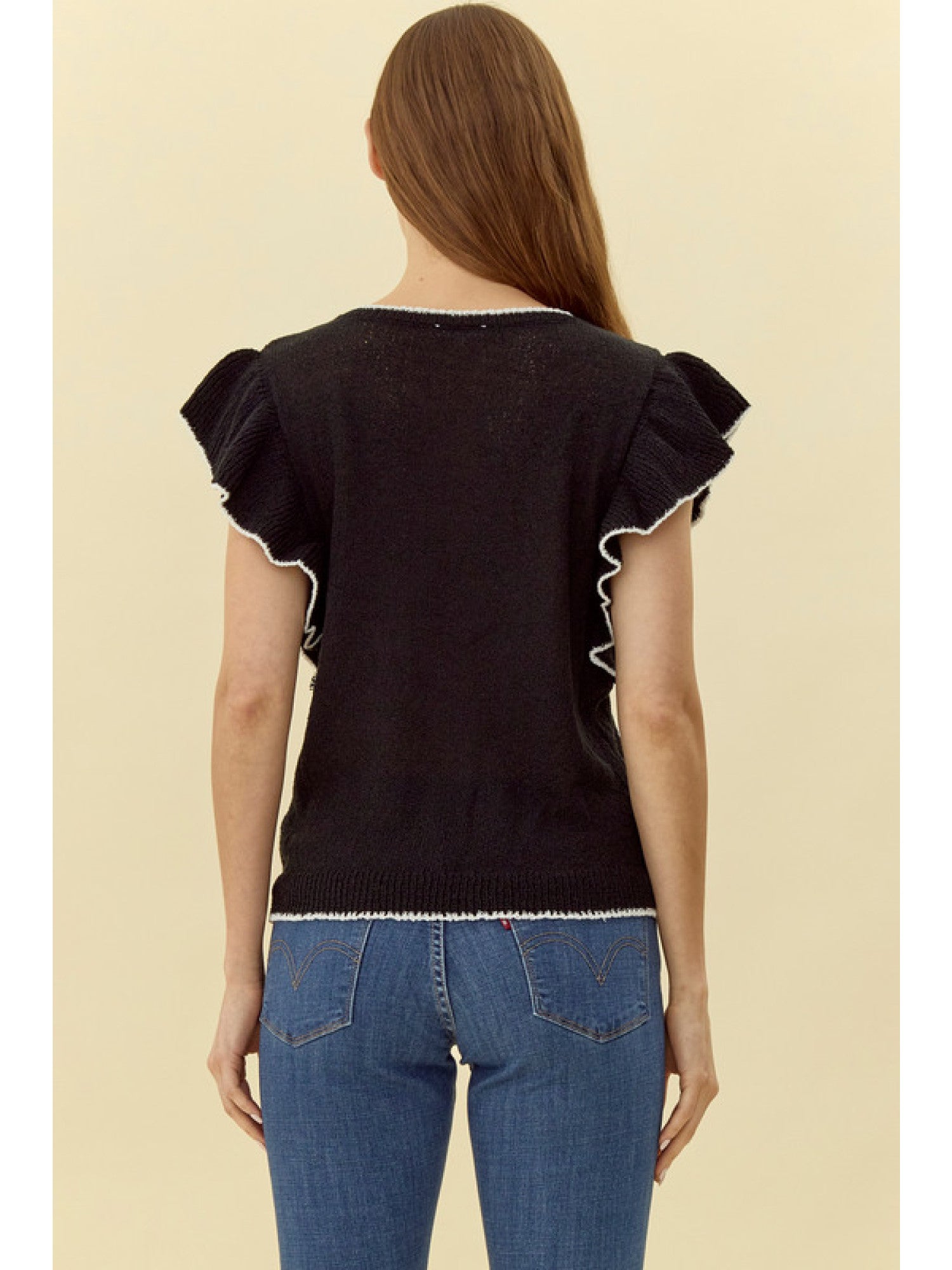 Black top with white trim image 1
