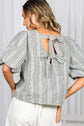 Bow V Back Plaid Blouse Top