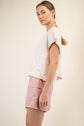 Oversized Cotton Slub Open Back Short Sleeve Top image 10