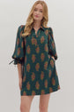 H Green Floral Puff Sleeve Mini Dress image 2