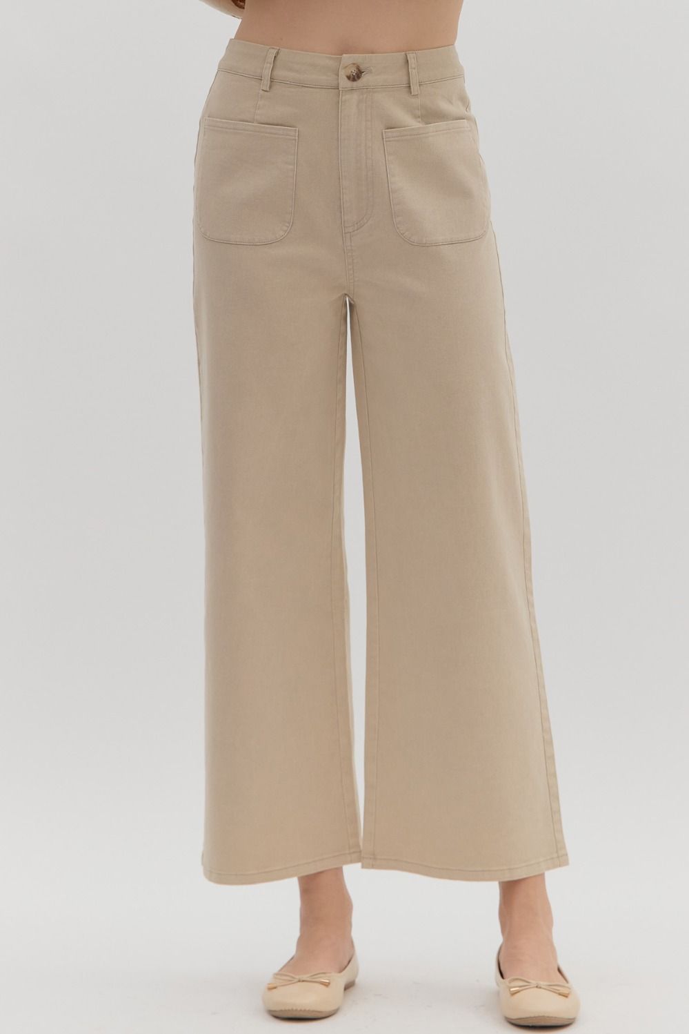 Stone High Waisted, Wide Leg Ankle Pant image 1