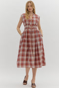 Brick Plaid Zip Up Sleeveless Midi image 0