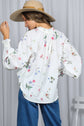 Floral Print Ruffled V-Tie Neck Blouse Top