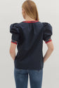 Navy Solid Top with Plaid VNeck Band image 5