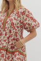 Rust & Olive Floral Print Tiered Mini Dress image 2