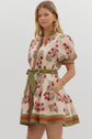 ECRU Floral with Olive & Burgundy Accent Band & Belt image 2