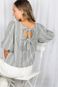 Bow V Back Plaid Blouse Top