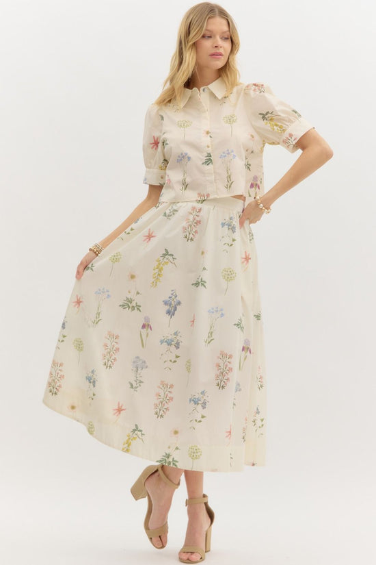 Neutral Floral Print Skirt image 1