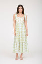 STRIPE FLORAL CONTRAST SLEEVELESS MIDI DRESS