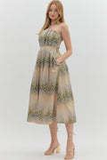 Neutral garden floral print strapless dress image 0