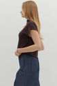 Brown Mock Neck Pullover Top image 3