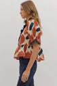 Rust/Navy Abstract Print Top image 3
