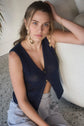 Navy Crochet Knit Vest image 0