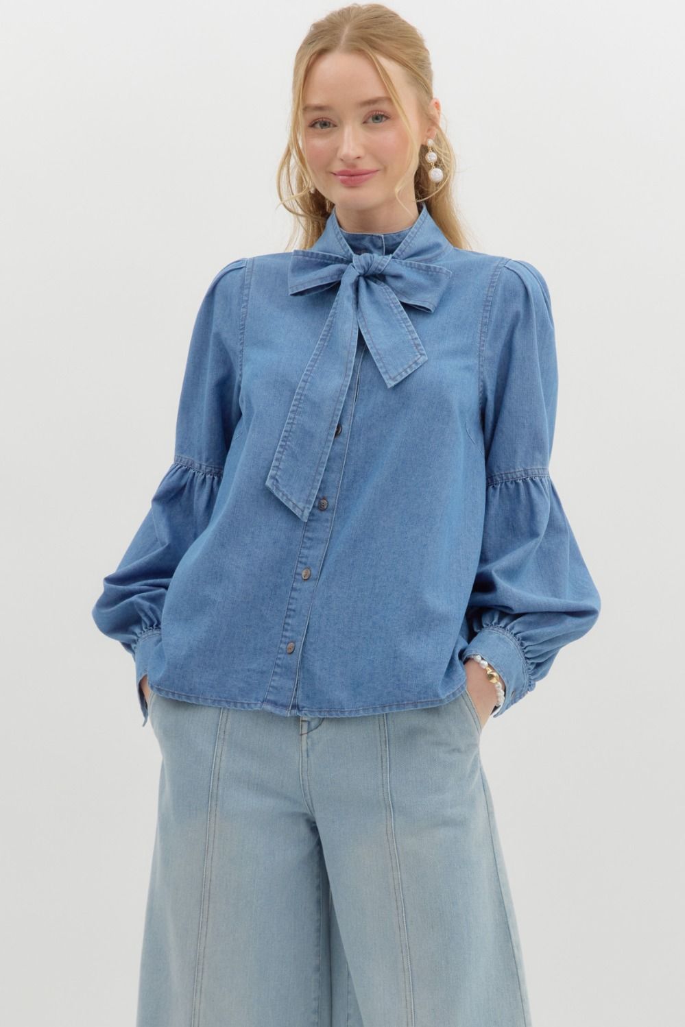 Denim Top with Front Tie image 0