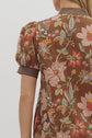 Brown Floral Puff Sleeve Pullover Mini Dress image 6