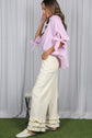 Collard Striped Top with Bow Tied Sleeves