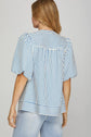 BUBBLE SLEEVE STRIPED WOVEN TOP image 1