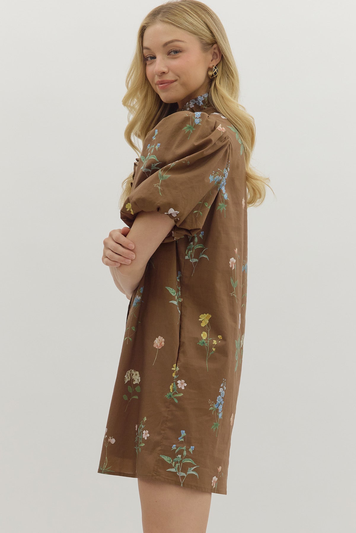 Brown Floral Mini Dress image 1