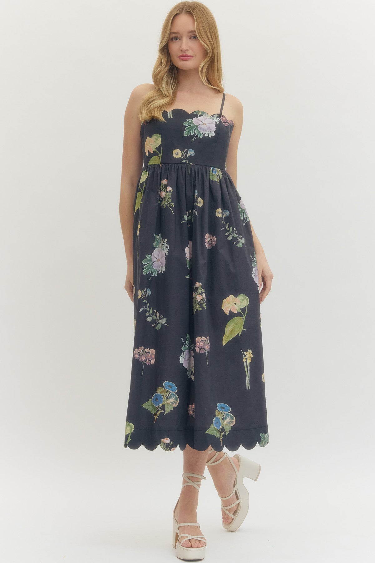 Spaghetti Strap Floral Midi