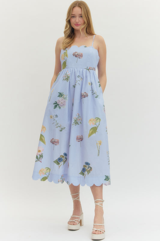 Spaghetti Strap Floral Midi