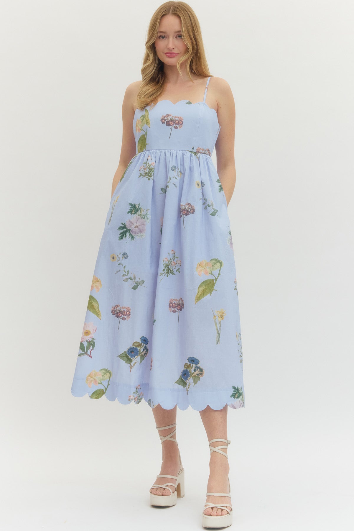 Spaghetti Strap Floral Midi