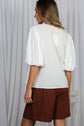 V-Neck Short Bubble Sleeve Top