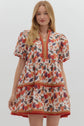 Pumpkin Floral Mini Dress image 1