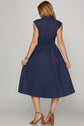 NAVY SLEEVELESS FRONT ZIP MIDI DRESS image 2