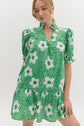 Green with White Flowers Mini Dress image 0