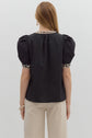 Black Top with Leopard Neckband image 3