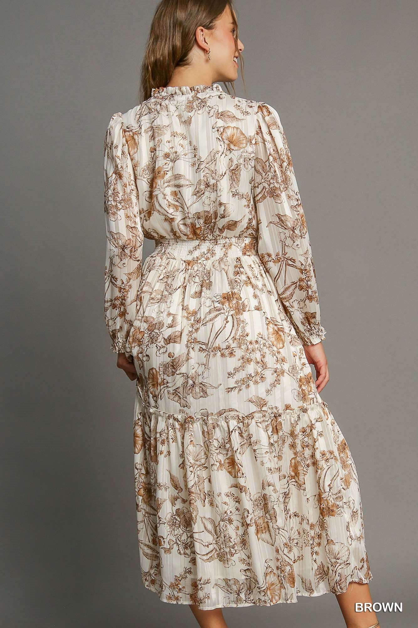 Lurex Floral Print Midi Dress image 2